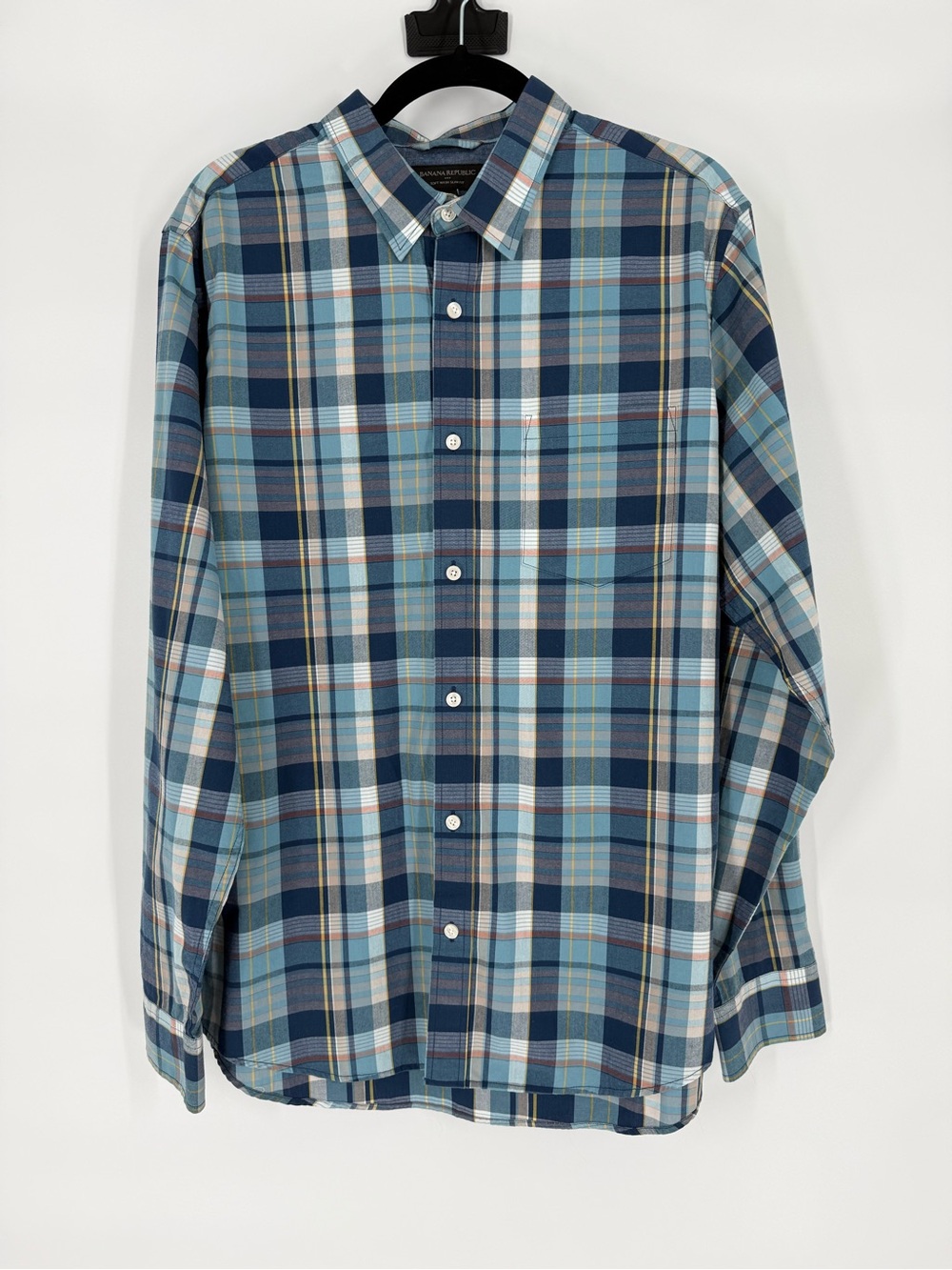 Banana Republic Large Soft Wash Slim Fit Plaid Button Up Shirt Casual Preppy
